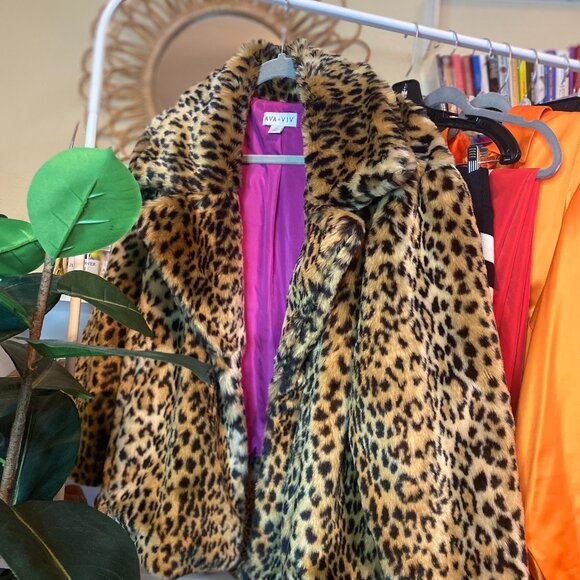 Ava & Viv Jackets & Blazers - Ava & Viv Leopard Faux Fur Bomber Jacket
